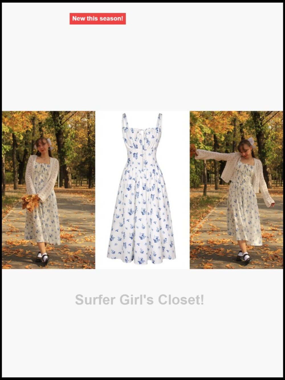 Floral Corset Midi Dress Smocked Back A-Line Summer Sundress - Picture 7 of 7